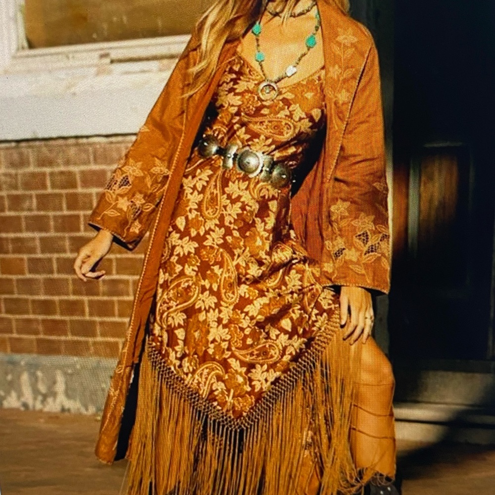 ISO Chasing Unicorns Wonderful Tonight Silk & Fringe Slip Dress| Autumn Paisley